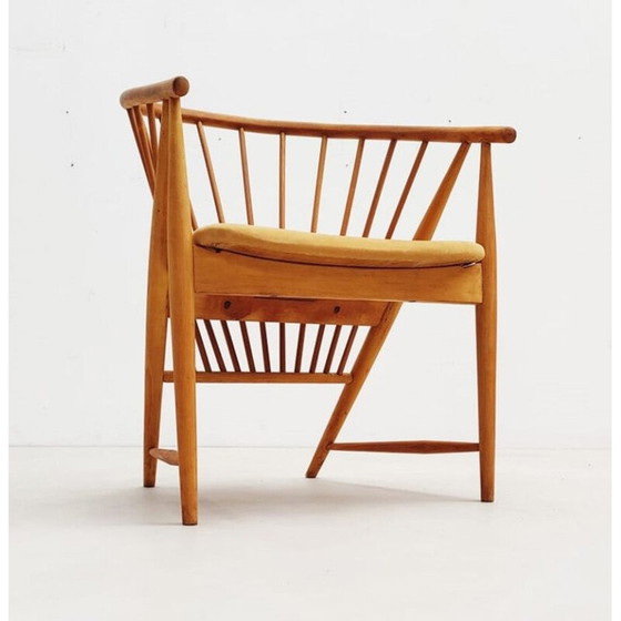 Image 1 of Mid Century Holzsessel Modell "Sonnenfeder" von Sonna Rosen für Nassjo Stolfabrik, Schweden 1948