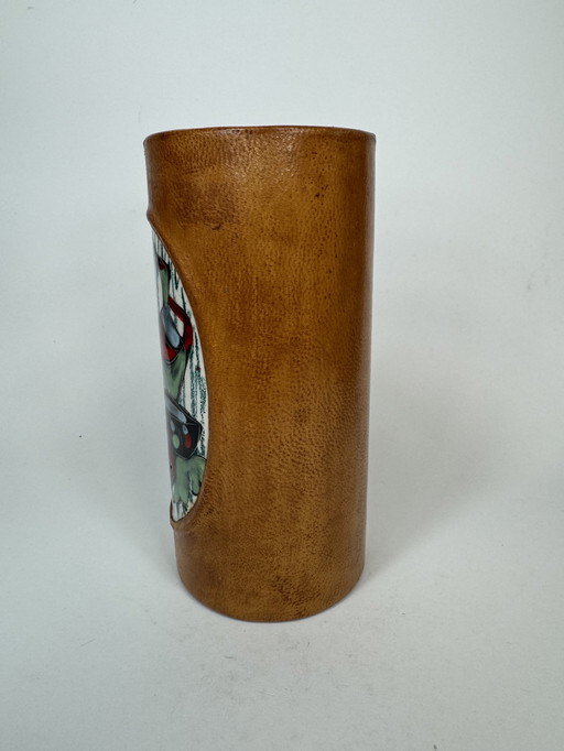 Italienische Leder-Vase