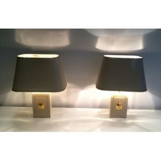 Image 1 of Paar Vintage-Lampen mit goldenen Schildkröten, 1970