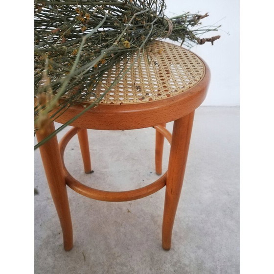 Image 1 of Wiener Holz- und Strohhocker Vintage