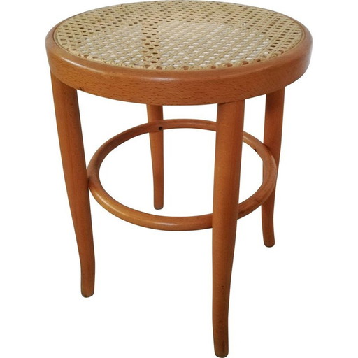 Wiener Holz- und Strohhocker Vintage