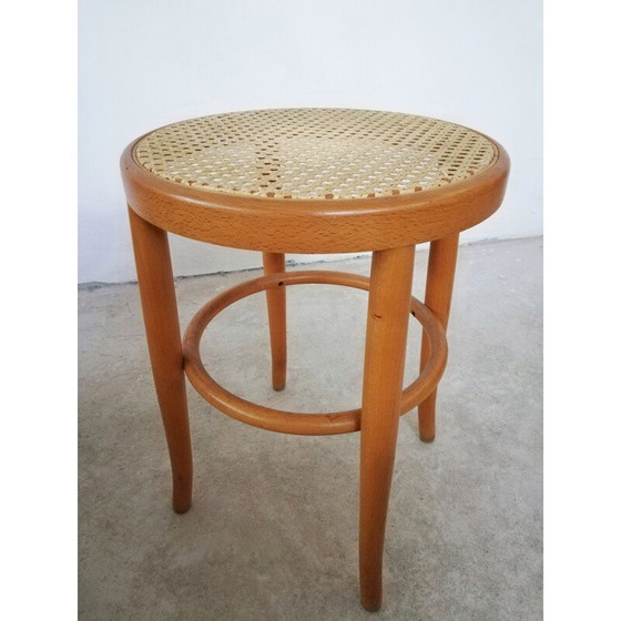 Image 1 of Wiener Holz- und Strohhocker Vintage