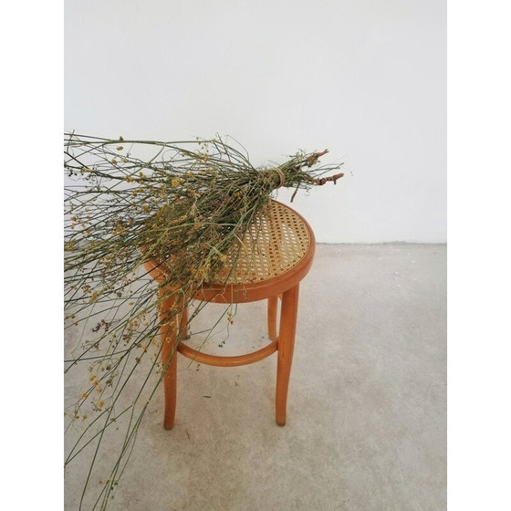 Image 1 of Wiener Holz- und Strohhocker Vintage