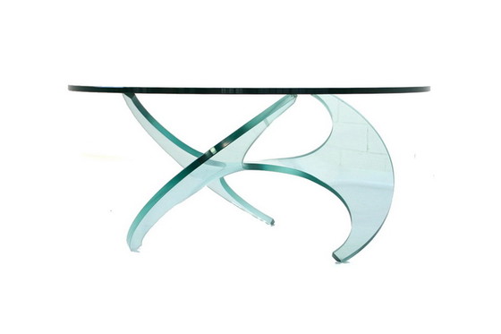 Image 1 of Knut Hesterberg for Ronald Schmitt propeller glass coffee table / Couchtisch