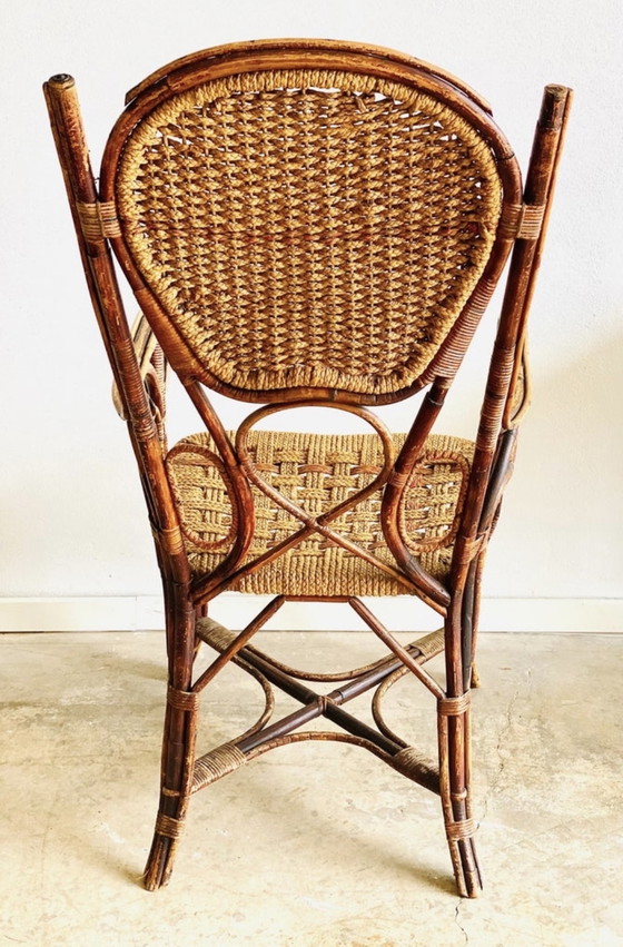 Image 1 of Art Nouveau Art Deco Set aus antikem Rope und Rattan Bambus für den Garten oder die Veranda