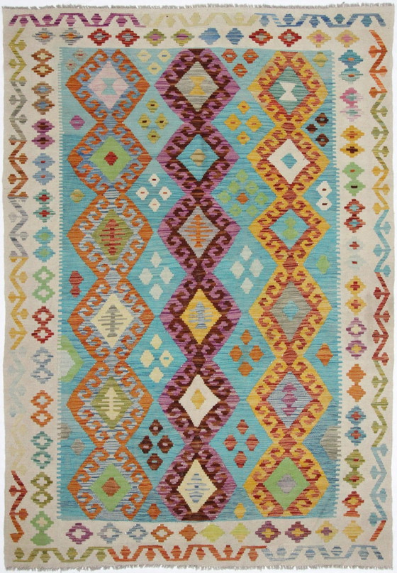 Image 1 of Original Old Style Kelim Afghan 243 X 167 Cm Top Zustand