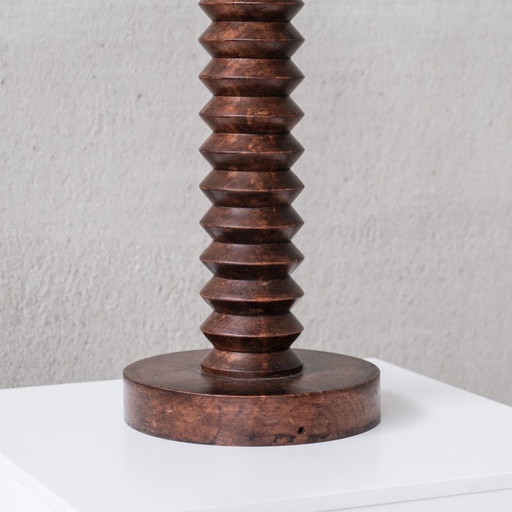 Vintage Eichenholz Französisch Tischlampe