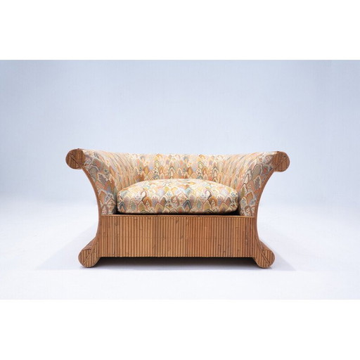 Vintage Sessel aus Rattan und Stoff, Italien