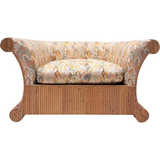 Vintage Sessel aus Rattan und Stoff, Italien