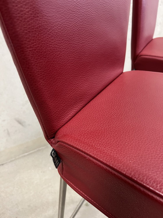 Image 1 of 2x Label Orea Barstuhl rotes Leder