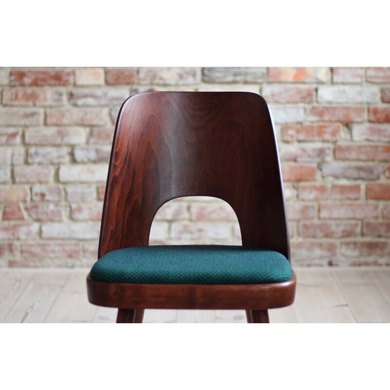 Image 1 of Satz von 4 Vintage-Esszimmerstühlen mit Kvadrat-Stoff von Oswald Haerdtl, 1950er Jahre