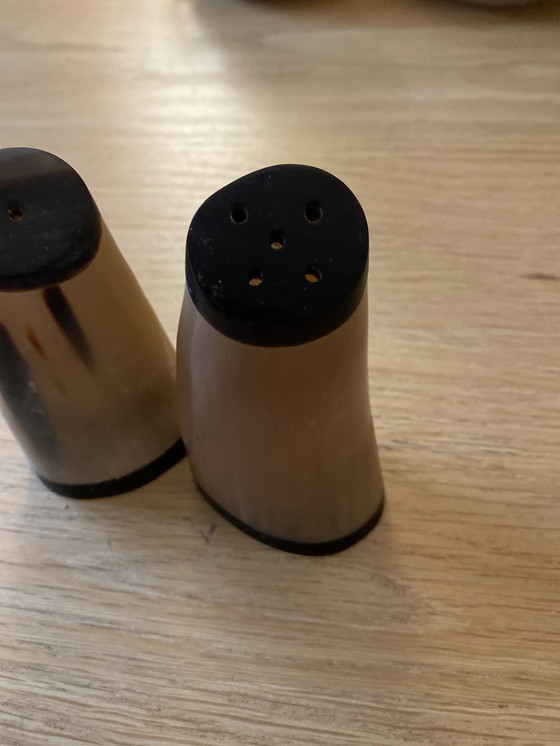 Image 1 of Mid Century Pfeffer Und Salzstreuer Aus Büffel-Horn