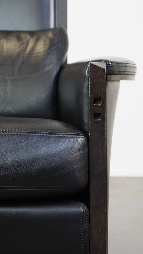 Image 1 of Schwarzer Design-Sessel aus Rindsleder von Giorgetti