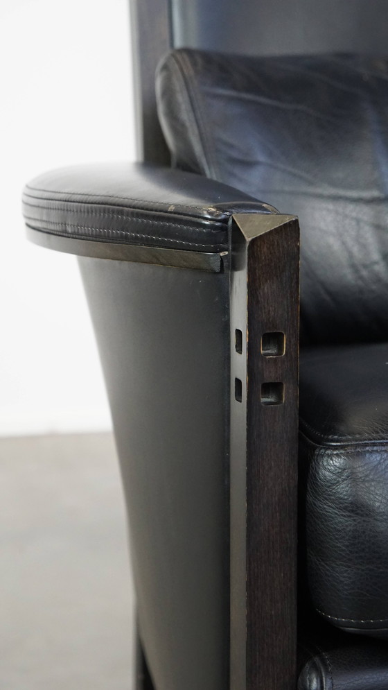 Image 1 of Schwarzer Design-Sessel aus Rindsleder von Giorgetti