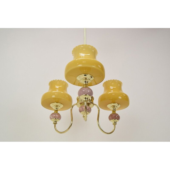 Image 1 of Mid Century Kronleuchter aus Glas, Messing und Marmor, Deutschland 1960er Jahre