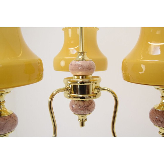 Image 1 of Mid Century Kronleuchter aus Glas, Messing und Marmor, Deutschland 1960er Jahre