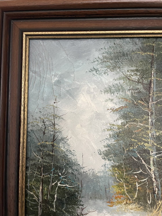 Image 1 of Gemälde mit Waldszene und Fasan in Original-Holzrahmen