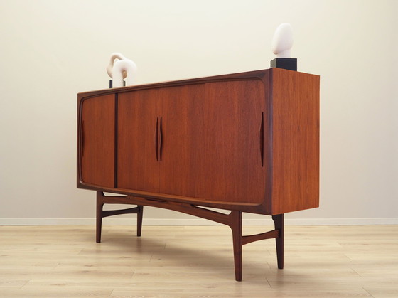 Image 1 of Teakholz-Highboard, Dänisches Design, 1970er Jahre, Produktion: Dänemark