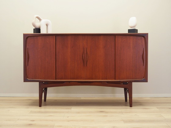 Image 1 of Teakholz-Highboard, Dänisches Design, 1970er Jahre, Produktion: Dänemark