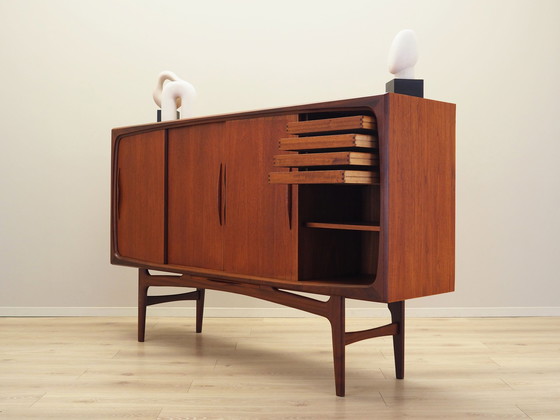 Image 1 of Teakholz-Highboard, Dänisches Design, 1970er Jahre, Produktion: Dänemark