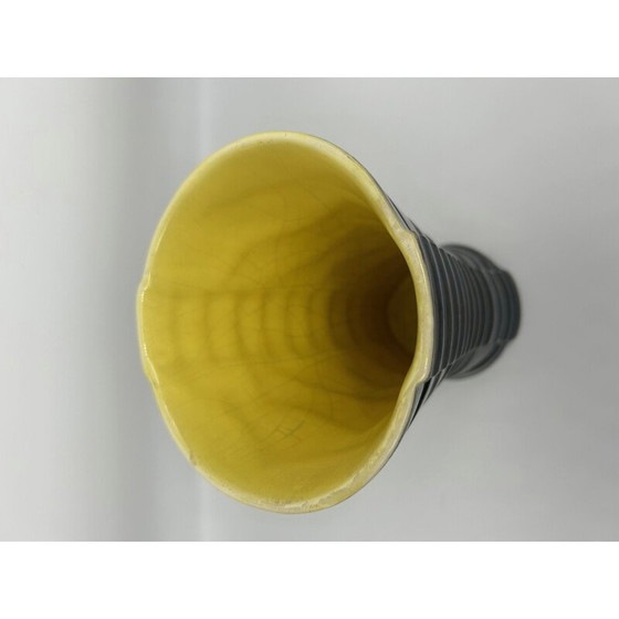 Image 1 of Schwarze Keramikvase mit grafischem Dekor, 1950