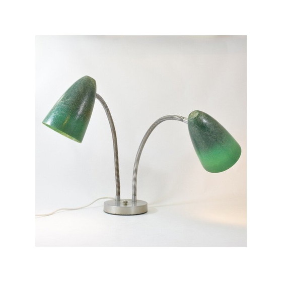 Image 1 of Amerikanische Vintage-Lampe mit doppeltem Glasfaserschirm, 1940-1950