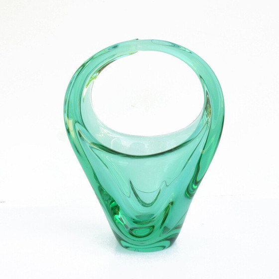 Image 1 of Alte Korbvase aus Glas von M. Klinger für Zelezna Brod Sklo, Tschechoslowakei 1960