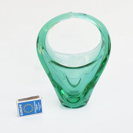Image 1 of Alte Korbvase aus Glas von M. Klinger für Zelezna Brod Sklo, Tschechoslowakei 1960