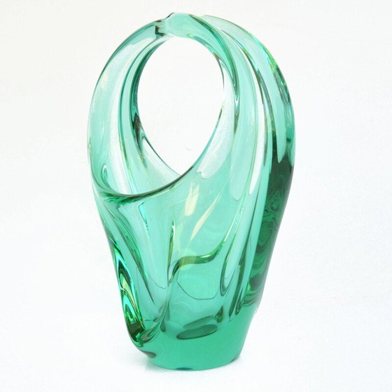 Image 1 of Alte Korbvase aus Glas von M. Klinger für Zelezna Brod Sklo, Tschechoslowakei 1960