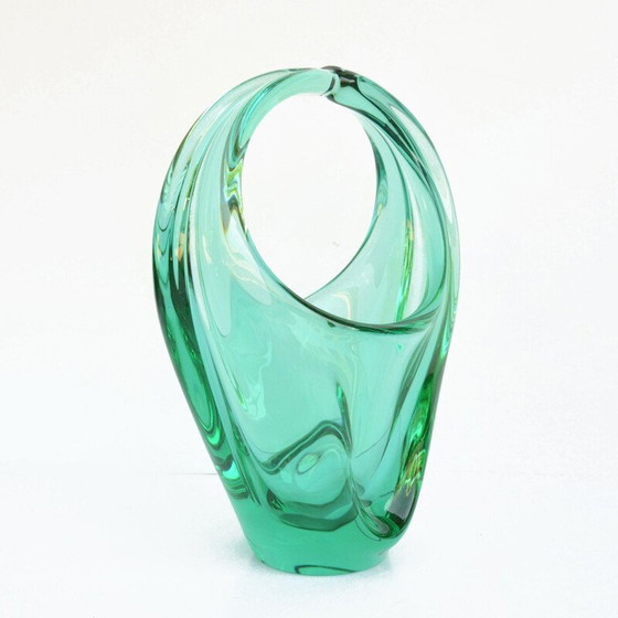 Image 1 of Alte Korbvase aus Glas von M. Klinger für Zelezna Brod Sklo, Tschechoslowakei 1960