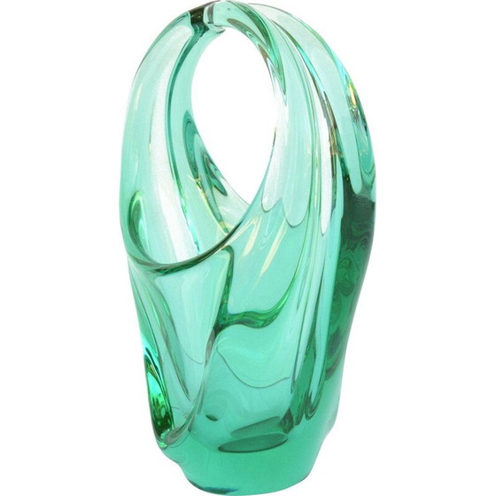 Image 1 of Alte Korbvase aus Glas von M. Klinger für Zelezna Brod Sklo, Tschechoslowakei 1960