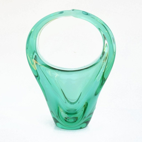 Image 1 of Alte Korbvase aus Glas von M. Klinger für Zelezna Brod Sklo, Tschechoslowakei 1960