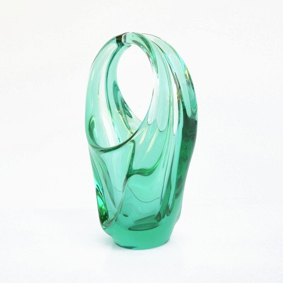 Image 1 of Alte Korbvase aus Glas von M. Klinger für Zelezna Brod Sklo, Tschechoslowakei 1960
