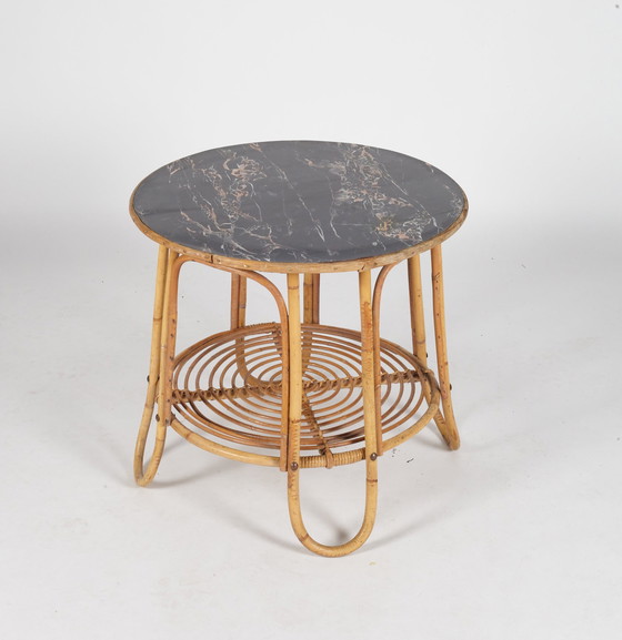 Image 1 of Vintage Rattan Beistelltisch