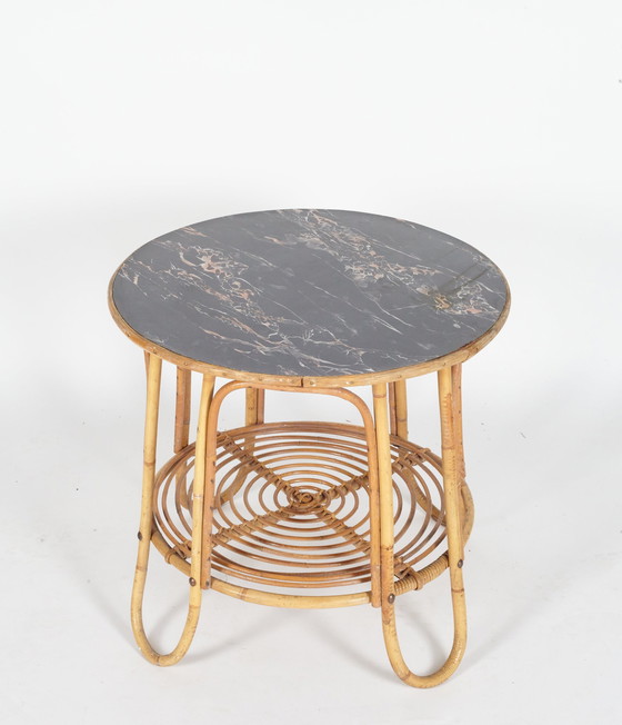 Image 1 of Vintage Rattan Beistelltisch