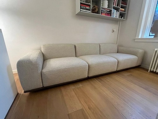 Eichholz 3-Sitzer Sofa Beige mit dunkelbrauner Lederunterseite