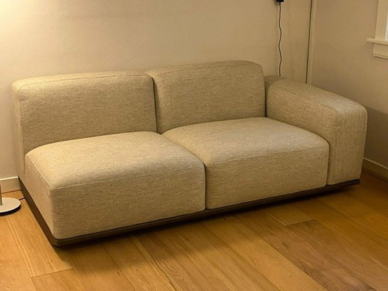 Image 1 of Eichholz 3-Sitzer Sofa Beige mit dunkelbrauner Lederunterseite