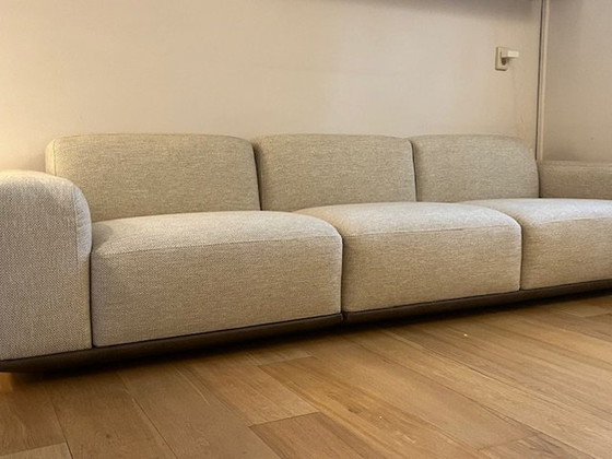 Image 1 of Eichholz 3-Sitzer Sofa Beige mit dunkelbrauner Lederunterseite