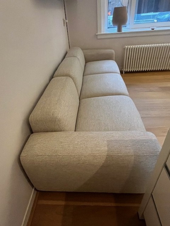 Image 1 of Eichholz 3-Sitzer Sofa Beige mit dunkelbrauner Lederunterseite