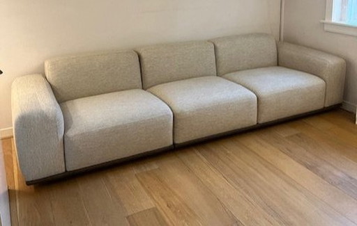 Eichholz 3-Sitzer Sofa Beige mit dunkelbrauner Lederunterseite