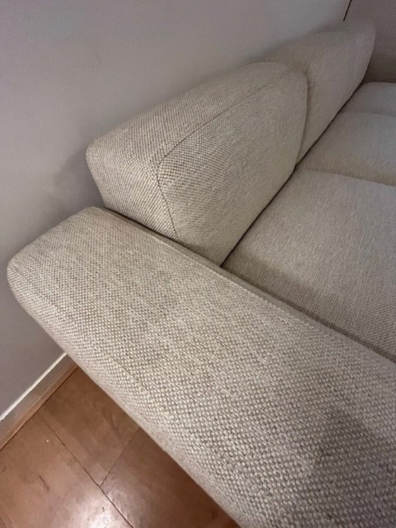 Image 1 of Eichholz 3-Sitzer Sofa Beige mit dunkelbrauner Lederunterseite