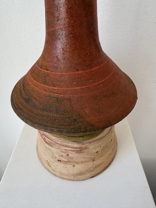 Danish Studio Keramiklampe, Earthenware-Lampensockel, Signiert