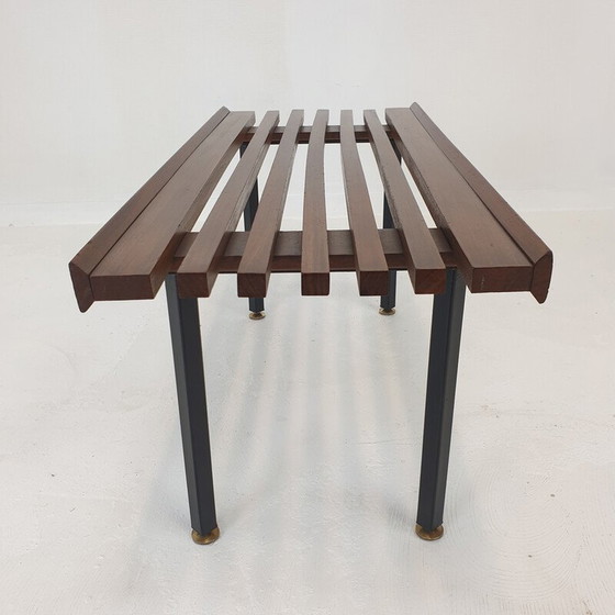 Image 1 of Vintage-Bank aus Teakholz mit Messingfüßen, Italien 1950er Jahre