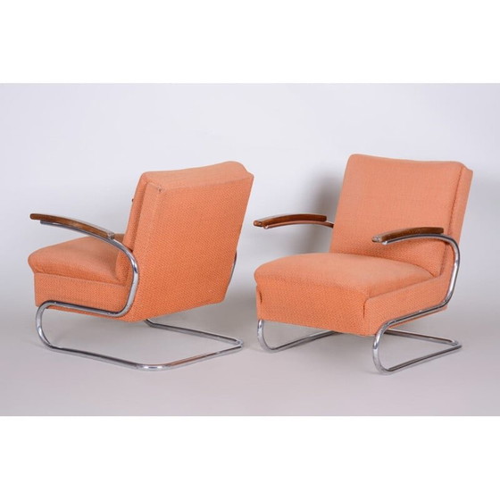 Image 1 of Ein Paar orangefarbene Bauhaus-Sessel von Marcel Breuer für Mucke Melder, 1930er Jahre