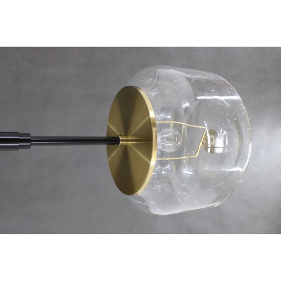 Image 1 of Paar alte Stehlampen aus Glas und Messing von Kamenicky Senov, Tschechoslowakei 1970