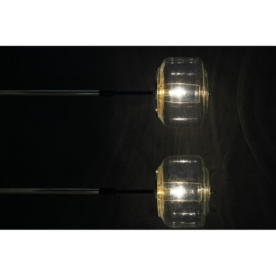 Image 1 of Paar alte Stehlampen aus Glas und Messing von Kamenicky Senov, Tschechoslowakei 1970