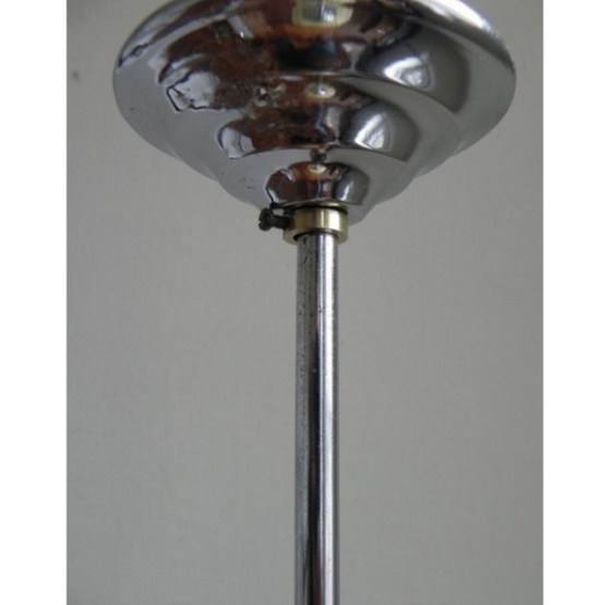 Image 1 of Art Deco Hängelampe mit würfelförmigem beigem Globus