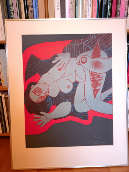 Corneille '82 Lithographie - La Femme Au Kimono