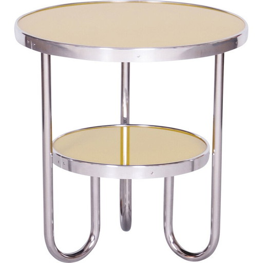 Vintage Bauhaus Tisch aus Chrom, Fichte und Glas für Kovona, Tschechoslowakei 1930