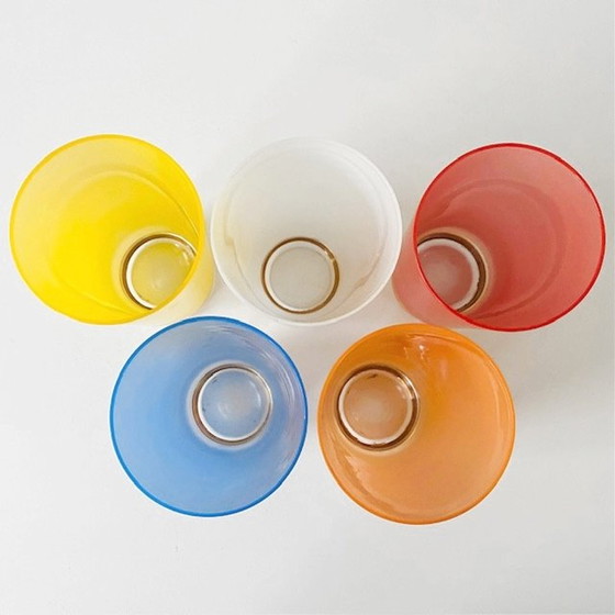 Image 1 of Satz von fünf hohen Gläsern in leuchtenden Farben aus den 1960er Jahren